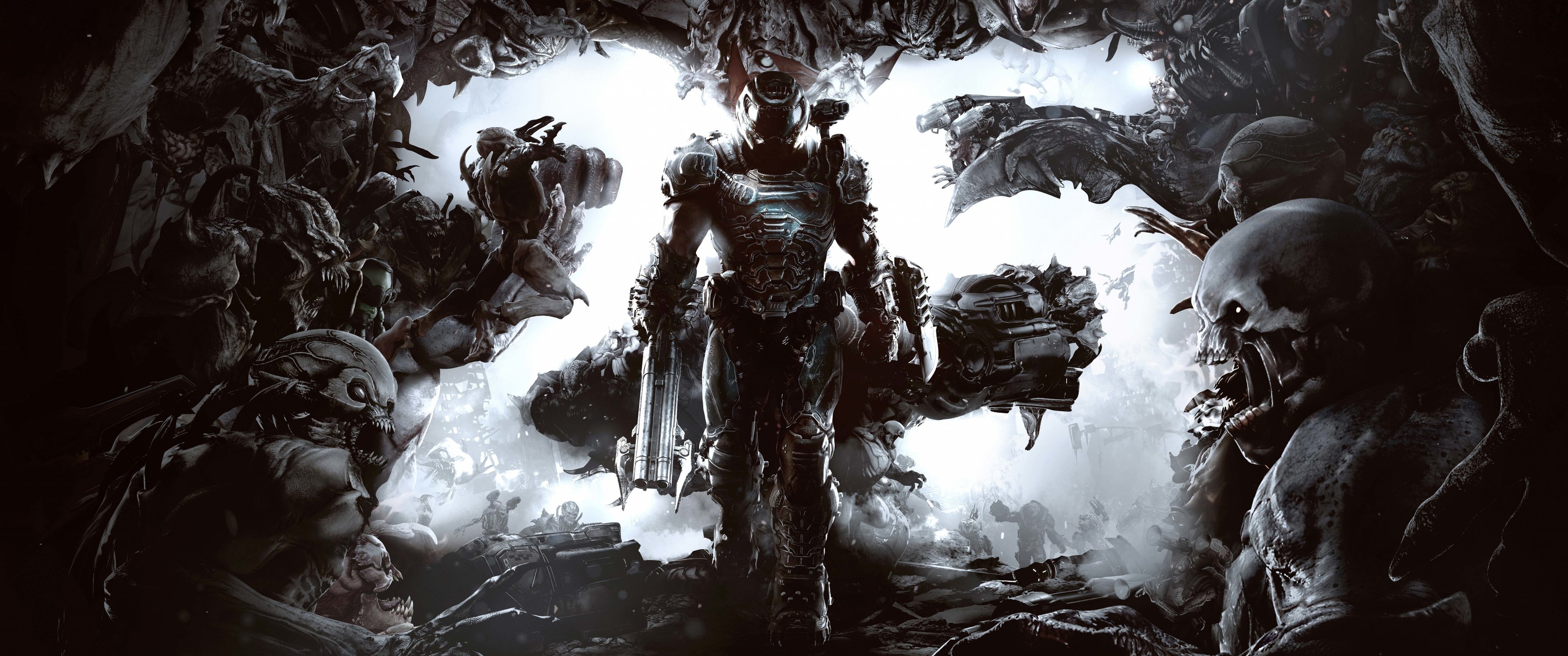 Doom 25th Anniversary постер - UltraWide 21:9 обои в разрешении 3440x1440
