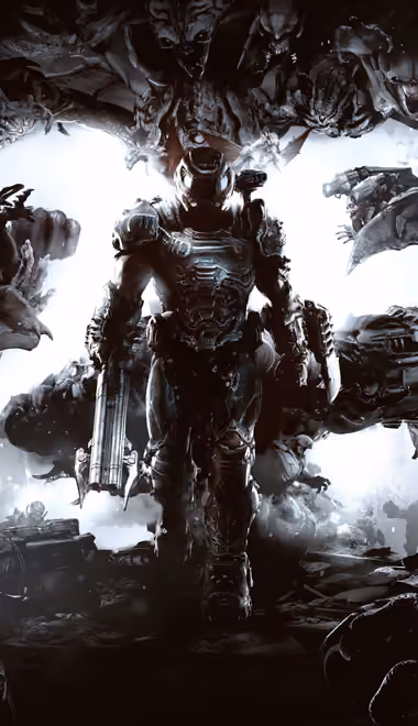 Обои игры: Doom, постер, юбилей, монстр