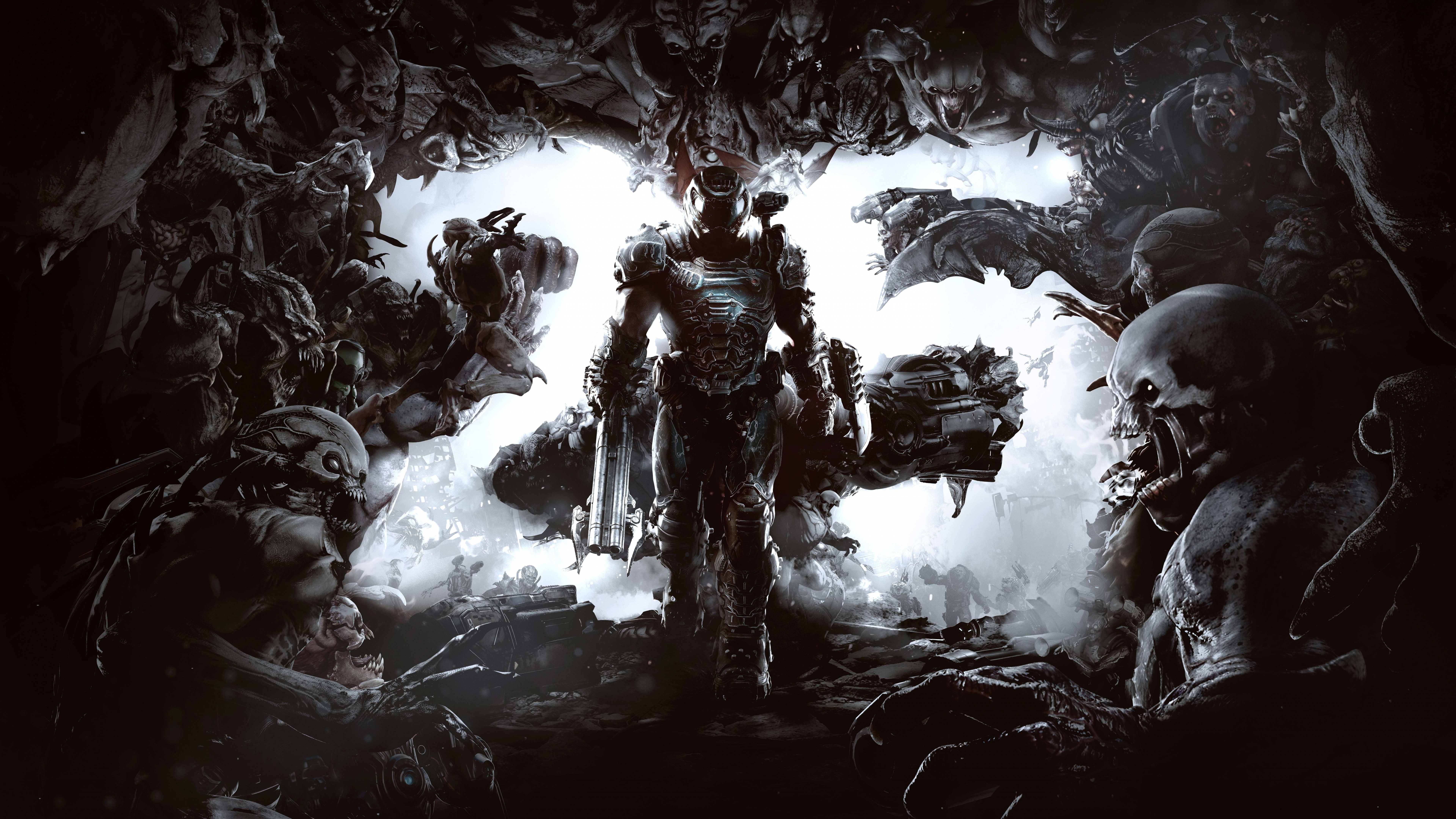 Doom 25th Anniversary постер - 8K обои в разрешении 7680x4320