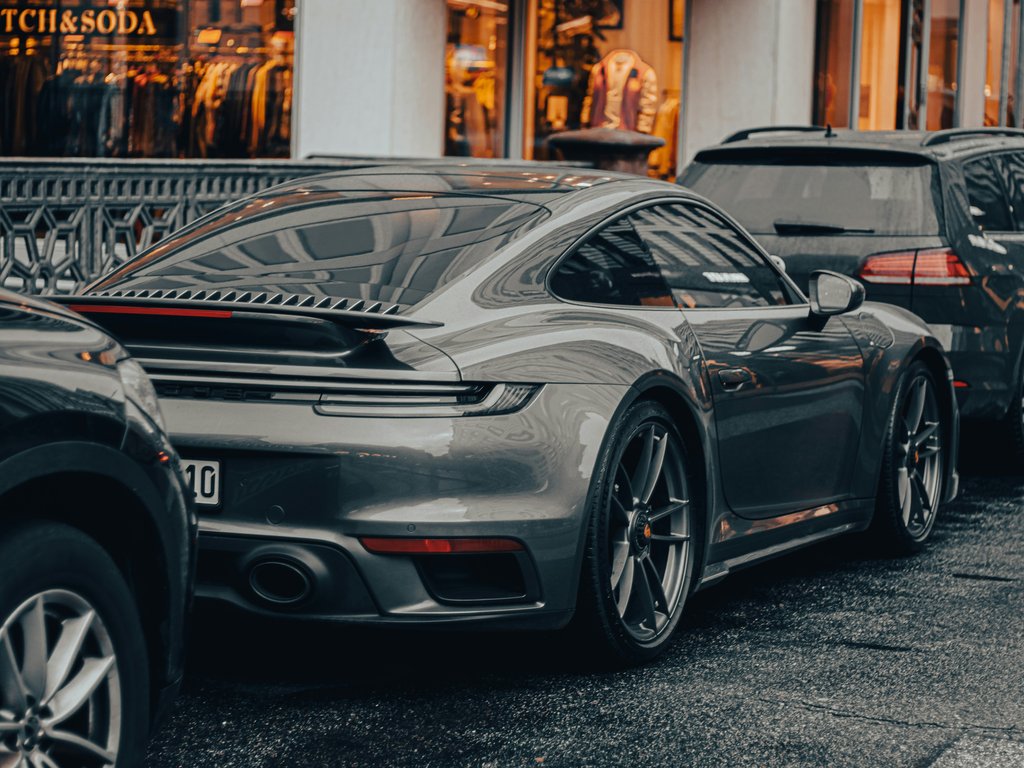 Grey Porsche 911 992 rear view - XVGA wallpapers in 1024x768 resolution