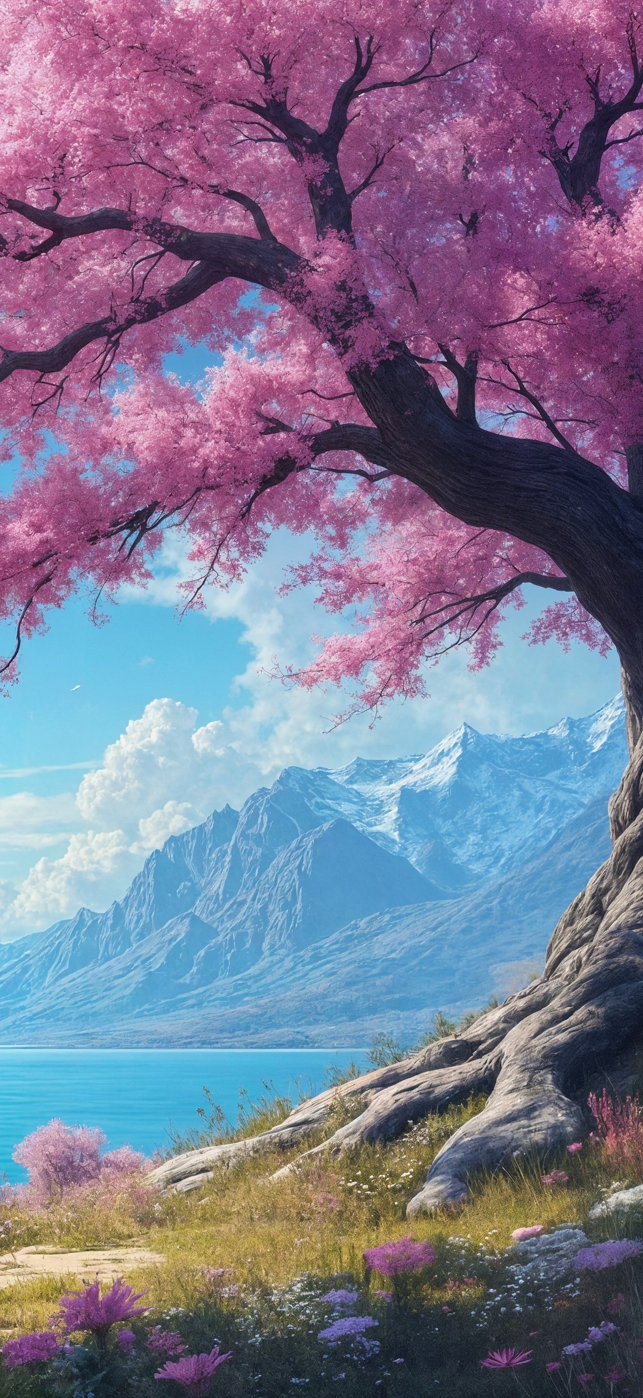 Sakura by the river and mountain river - Wallpapers for iPhone 18 Pro Max/17 Pro Max/16 Pro Max in 1320x2868 resolution