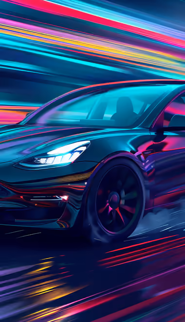 Обои машины: Tesla Model 3, электромобиль, ночь, седан