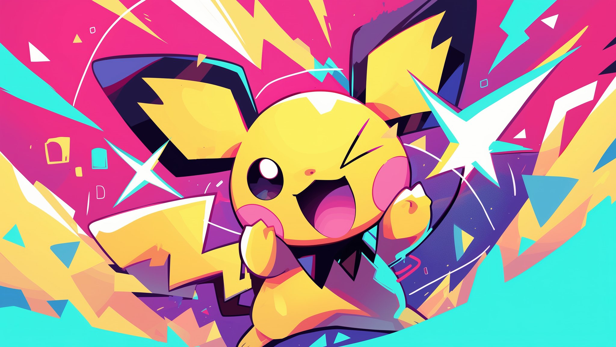 Pikachu with Lightning Effects - QWXGA wallpapers in 2048x1152 resolution