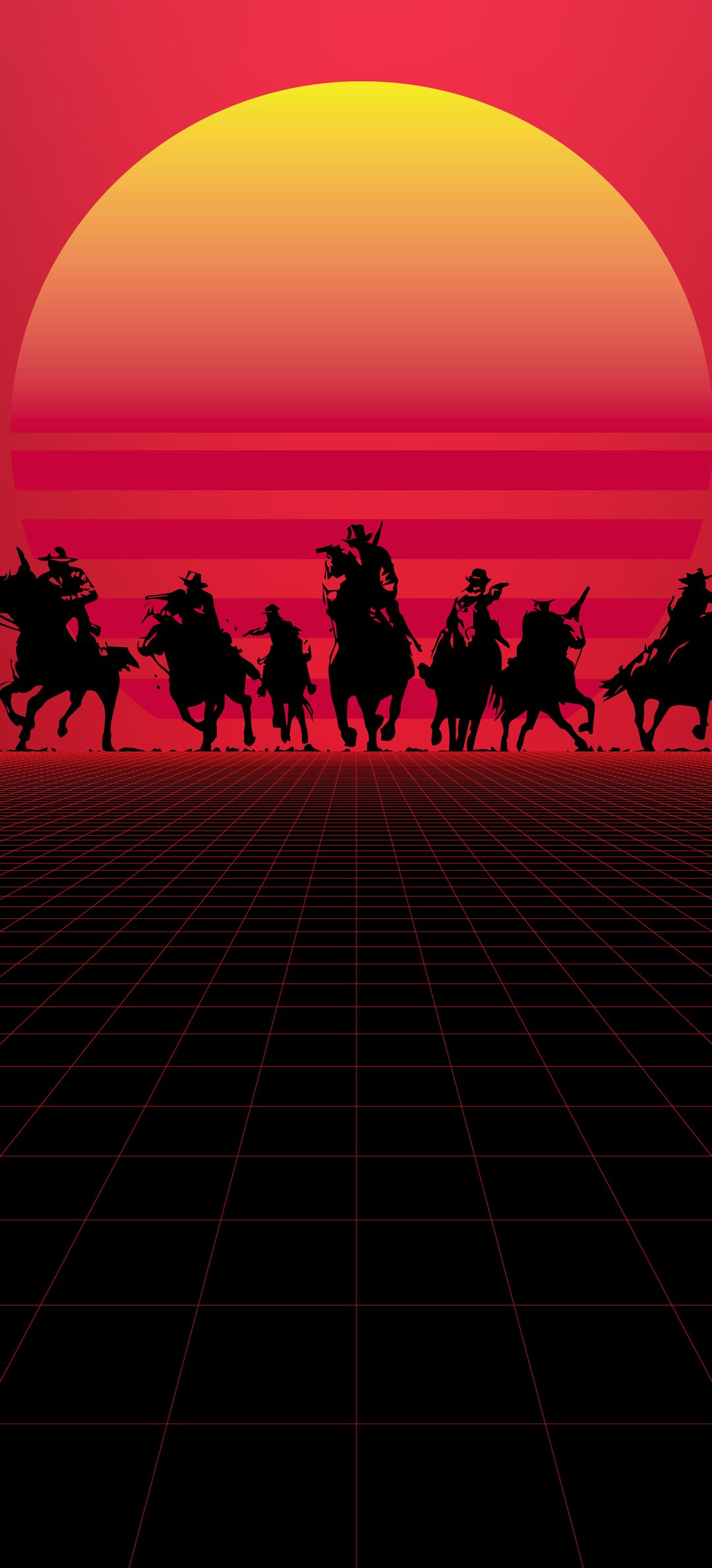 Red Dead Redemption Sunset Silhouettes - Wallpapers for Honor/Huawei in 1080x2376 resolution