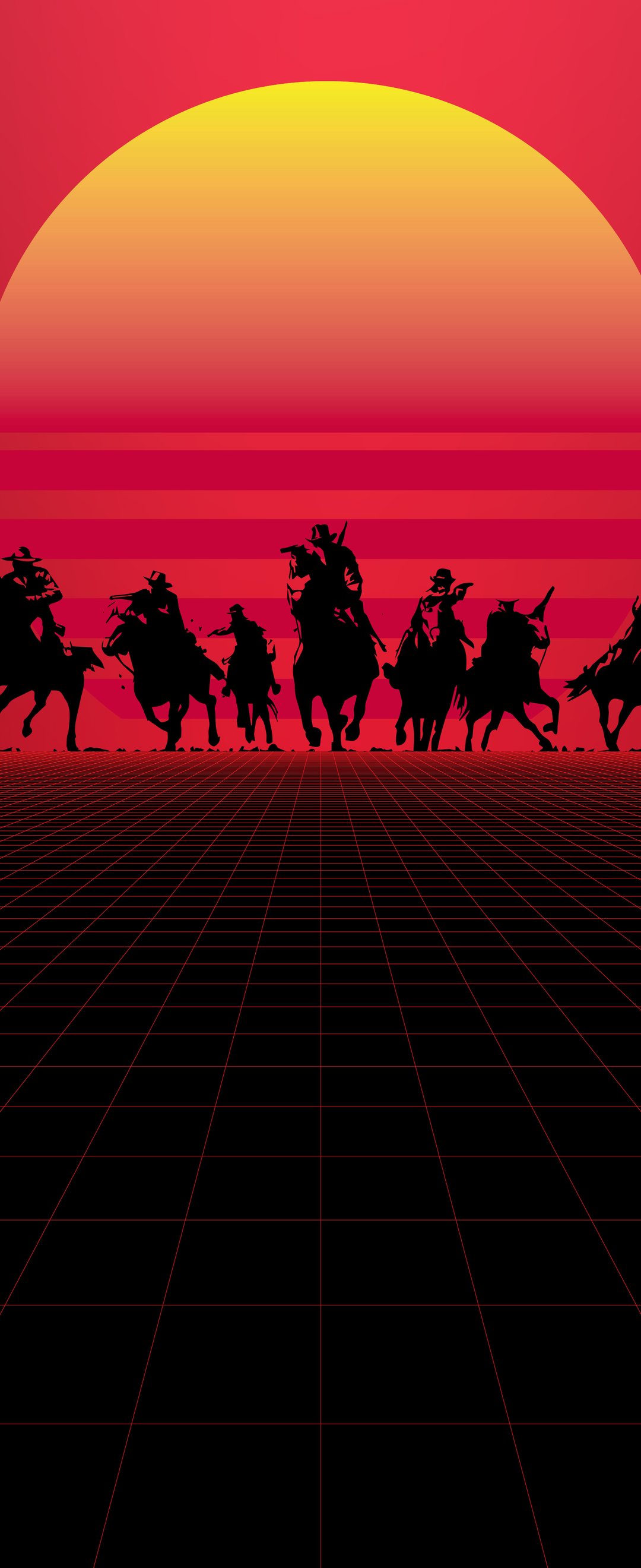 Red Dead Redemption Sunset Silhouettes - Wallpapers for Samsung Galaxy Z Flip6, Motorola Razr 2025 in 1080x2640 resolution