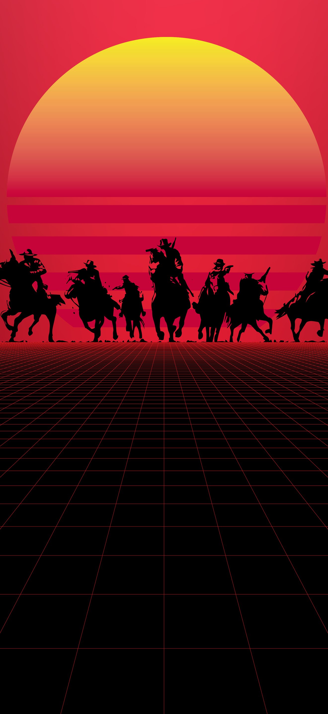 Red Dead Redemption Sunset Silhouettes - Wallpapers for iPhone 17 Pro Max/16 Pro Max in 1320x2868 resolution