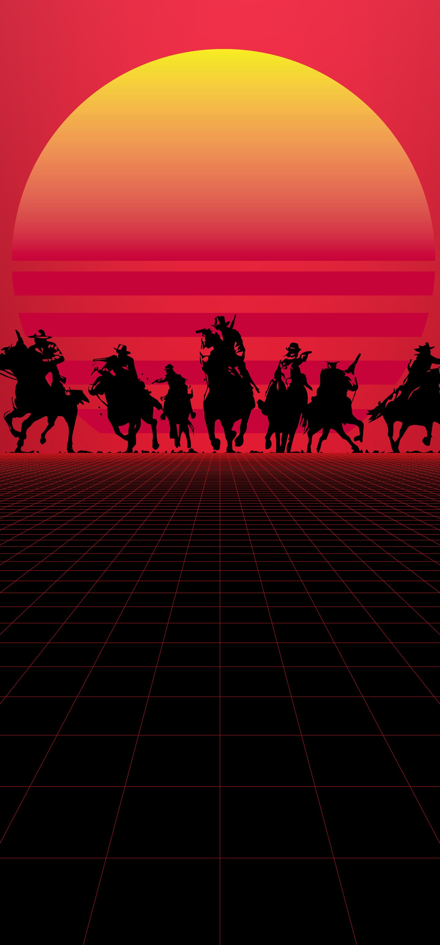 Закат в Red Dead Redemption - Обои для Samsung Galaxy S22 Ultra/S23 Ultra в разрешении 1440x3088