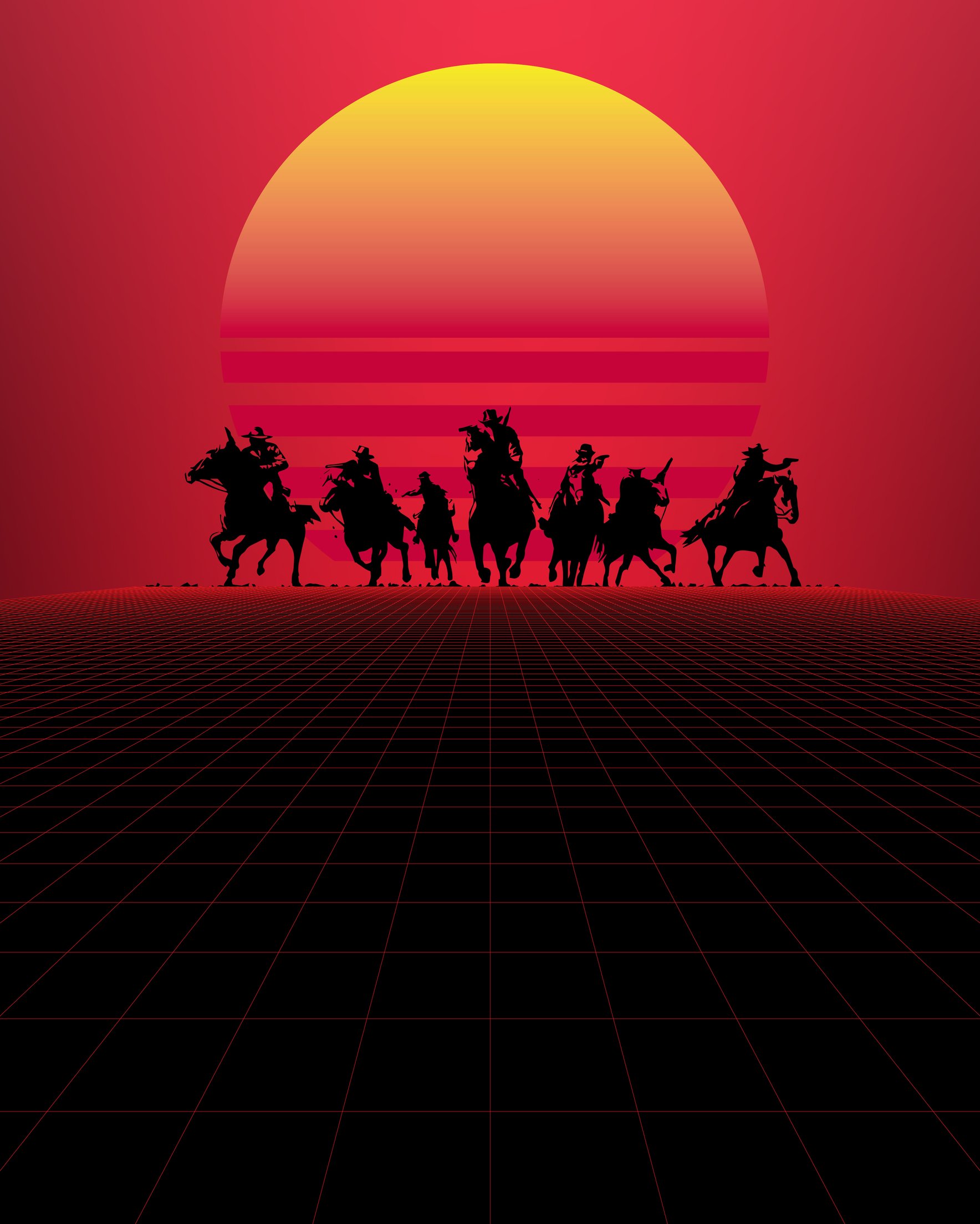 Red Dead Redemption Sunset Silhouettes - Wallpapers for Samsung Galaxy Z Fold 2/3 in 1768x2208 resolution