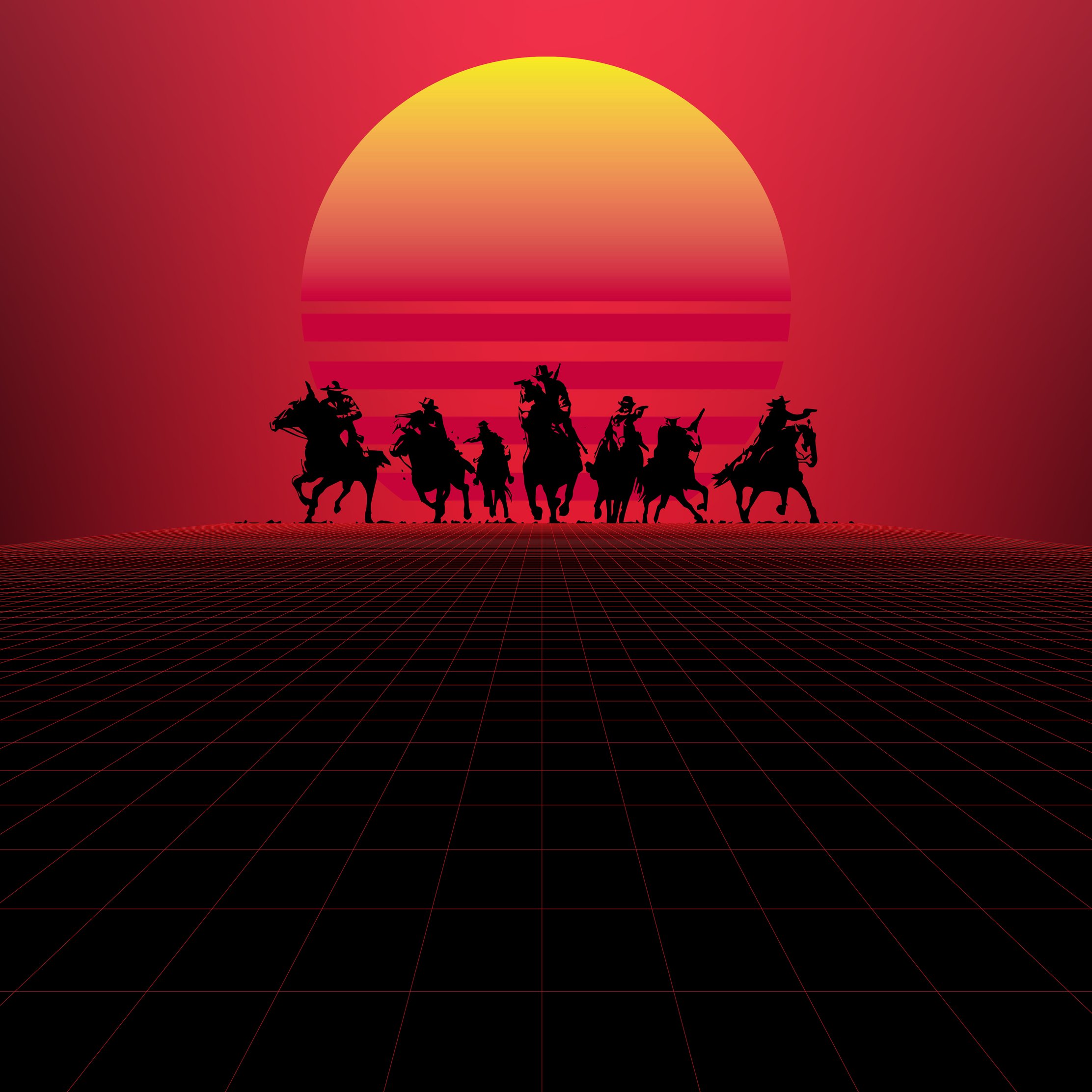 Red Dead Redemption Sunset Silhouettes - Wallpapers for iPad Pro 10.5″ in 2224x2224 resolution