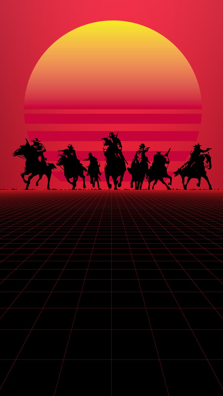 Red Dead Redemption Sunset Silhouettes - Wallpapers for iPhone 6/6S/7/8/SE2/SE3 in 750x1334 resolution