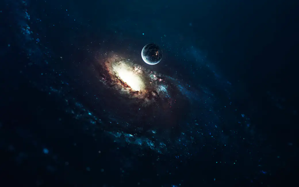 Spiral Galaxy and Planetary Stars — desktop and phone wallpaper, free download