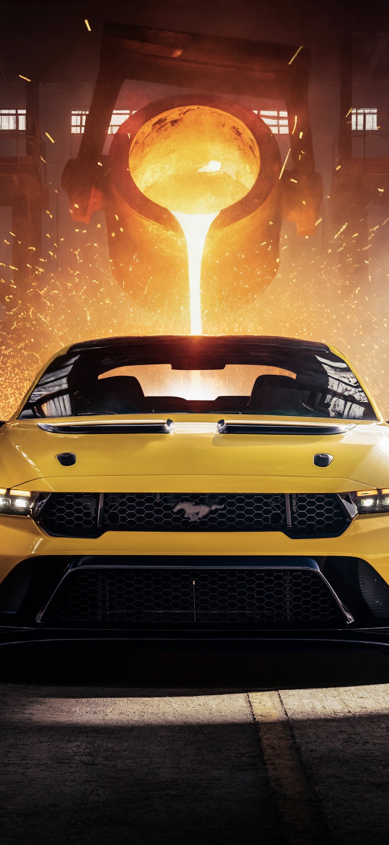 Yellow Ford Mustang GTD - Wallpapers for iPhone 17 Pro Max/16 Pro Max in 1320x2868 resolution