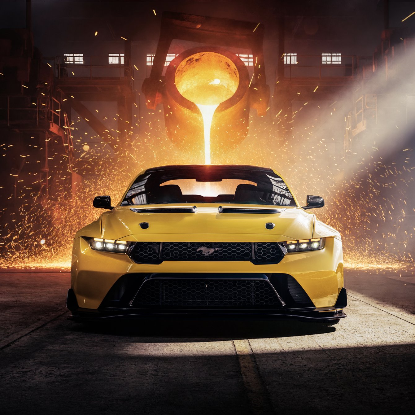 Yellow Ford Mustang GTD - Wallpapers for Samsung Galaxy Tab in 1340x1340 resolution