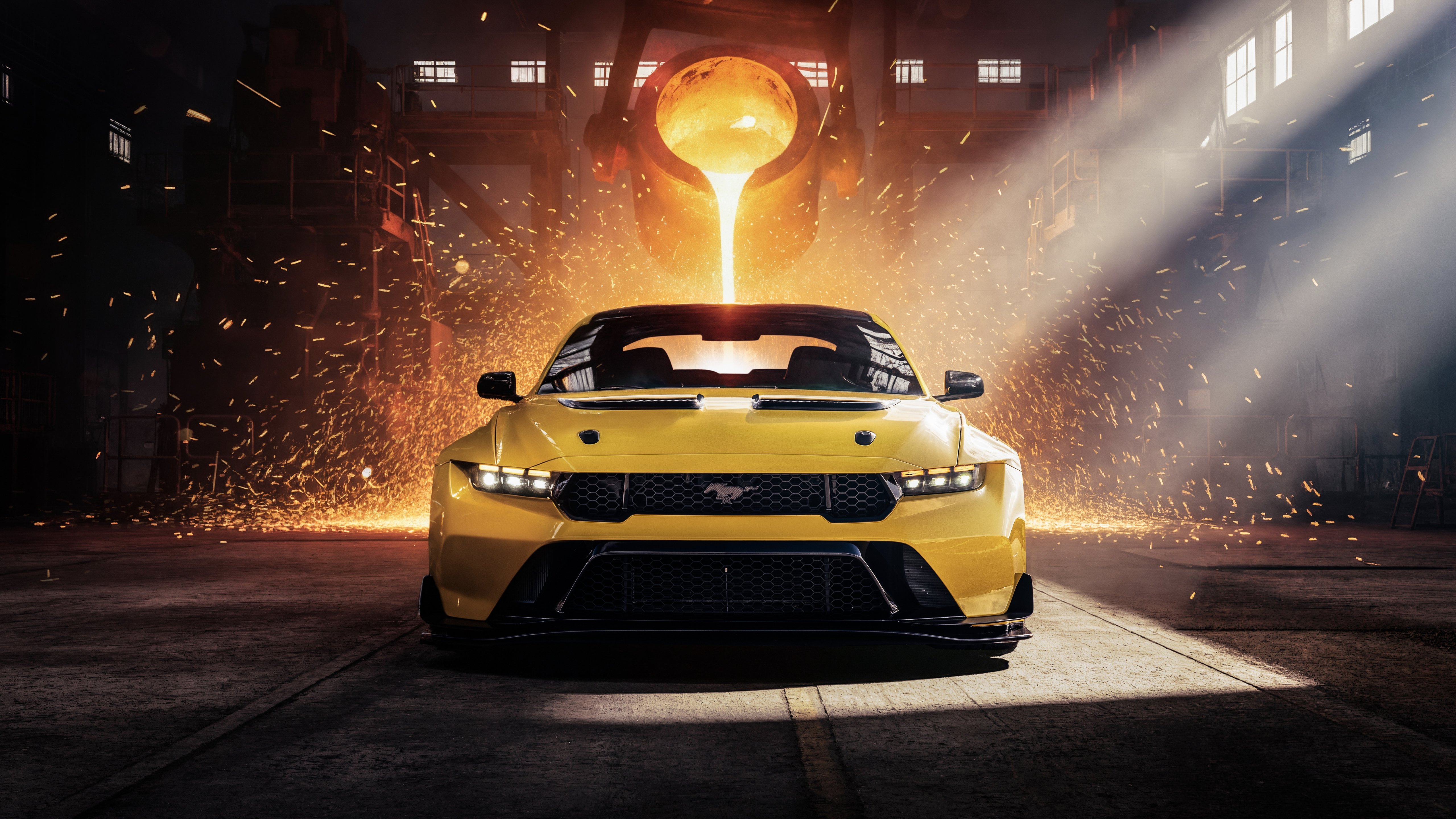 Yellow Ford Mustang GTD - 5K wallpapers in 5120x2880 resolution