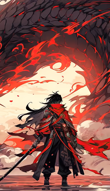 Fantasy wallpapers: dragon, samurai, battle, katana