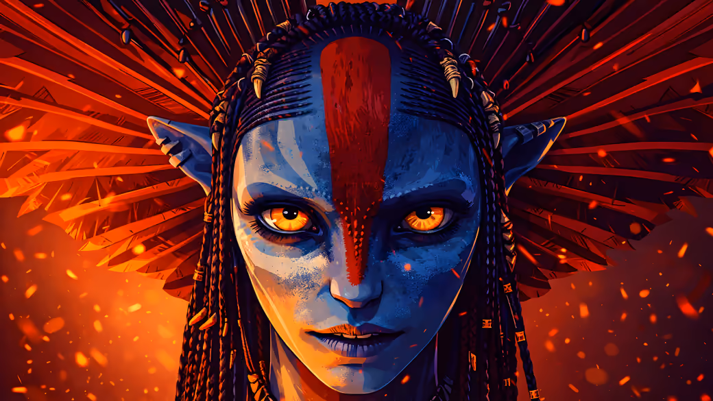 Avatar Warrior with Yellow Eyes — desktop and phone wallpaper, free download