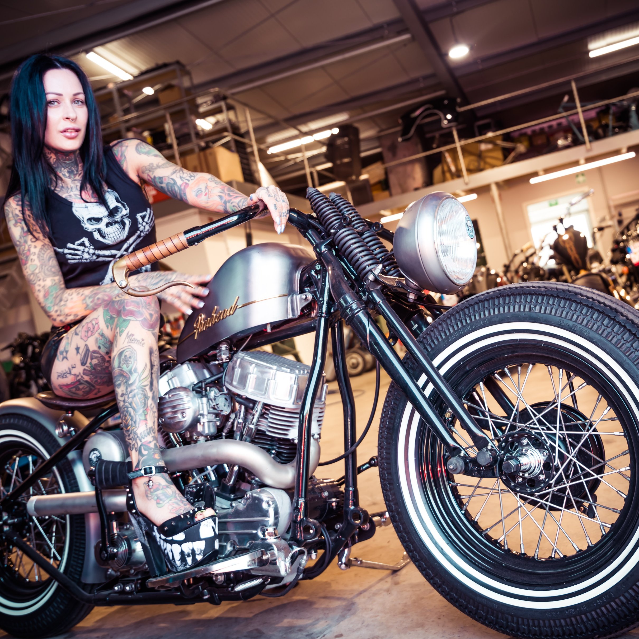 Brunette Motorcyclist with Tattoos - Wallpapers for iPad Pro 11″ 2024 in 2420x2420 resolution