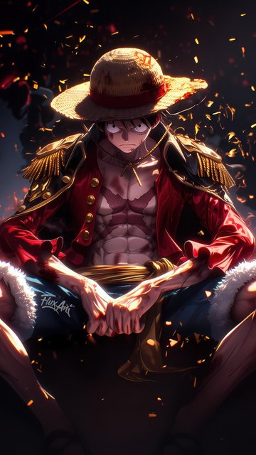Monkey D. Luffy ночью в темноте - Обои для Nokia, Samsung в разрешении 360x640