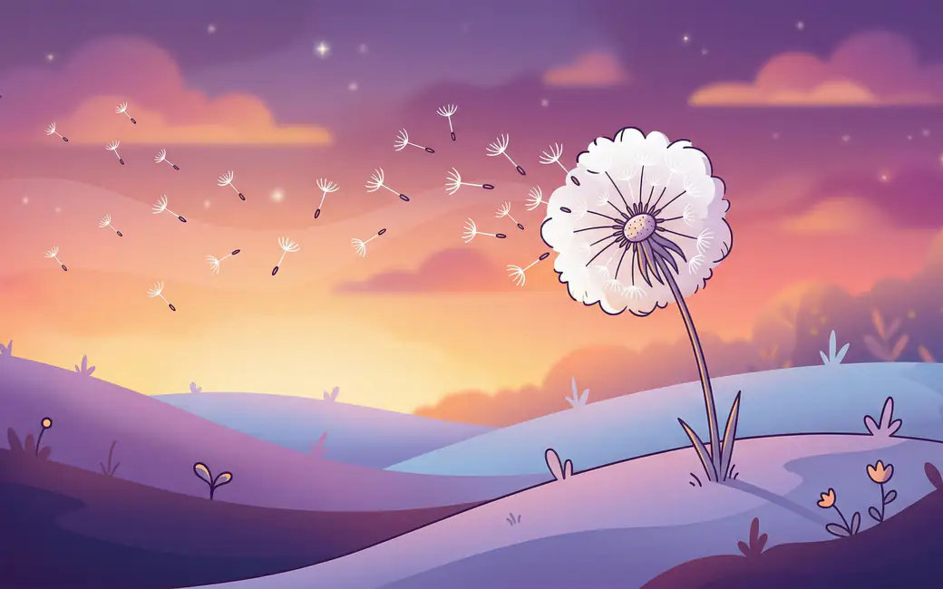 Dandelion Field at Sunset — desktop and phone wallpaper, free download
