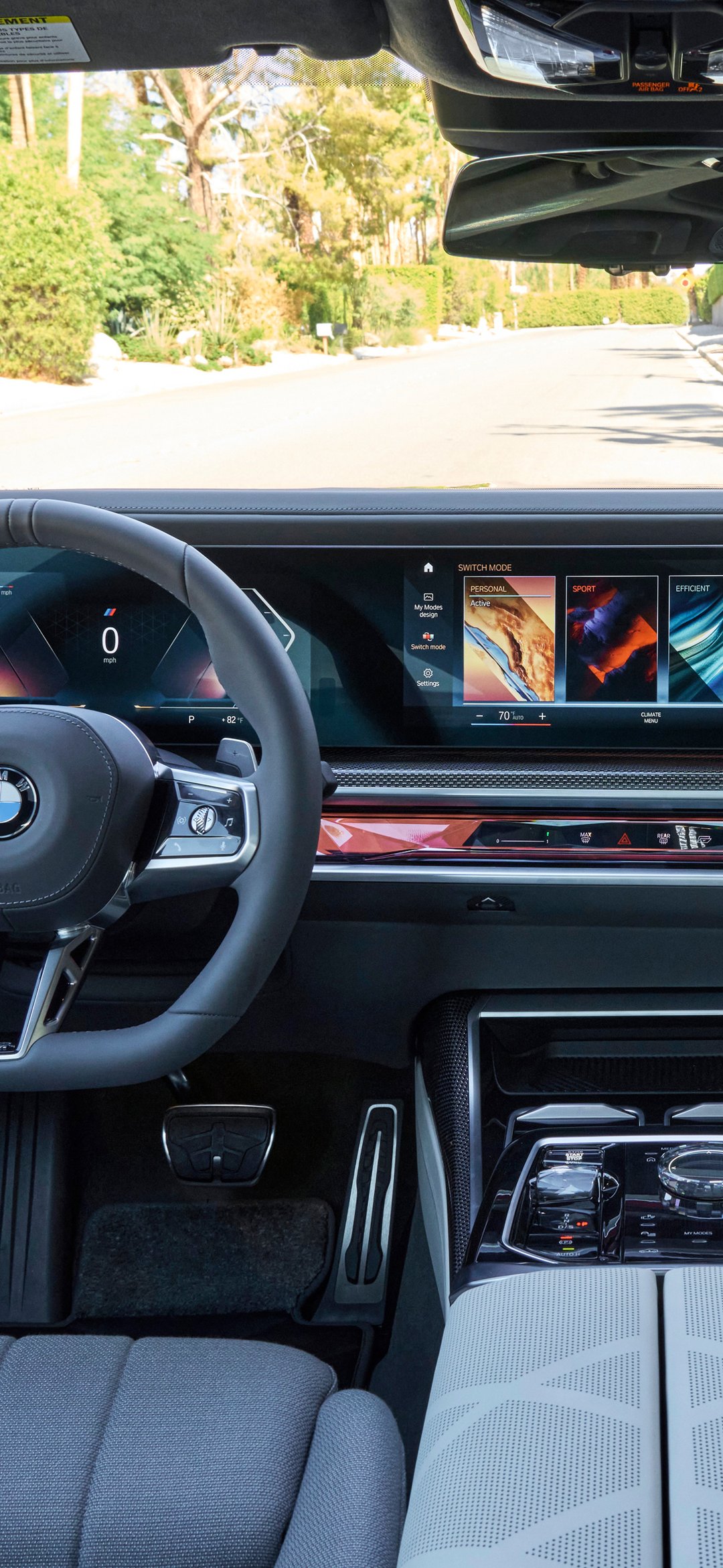 BMW 760i interior with digital dashboard - Wallpapers for iPhone 12 mini/13 mini, Samsung Galaxy S24/S24 FE/S25/S25 FE/S26/A55/A56/A35/A26/A16/M15, Xiaomi, Sony Xperia in 1080x2340 resolution