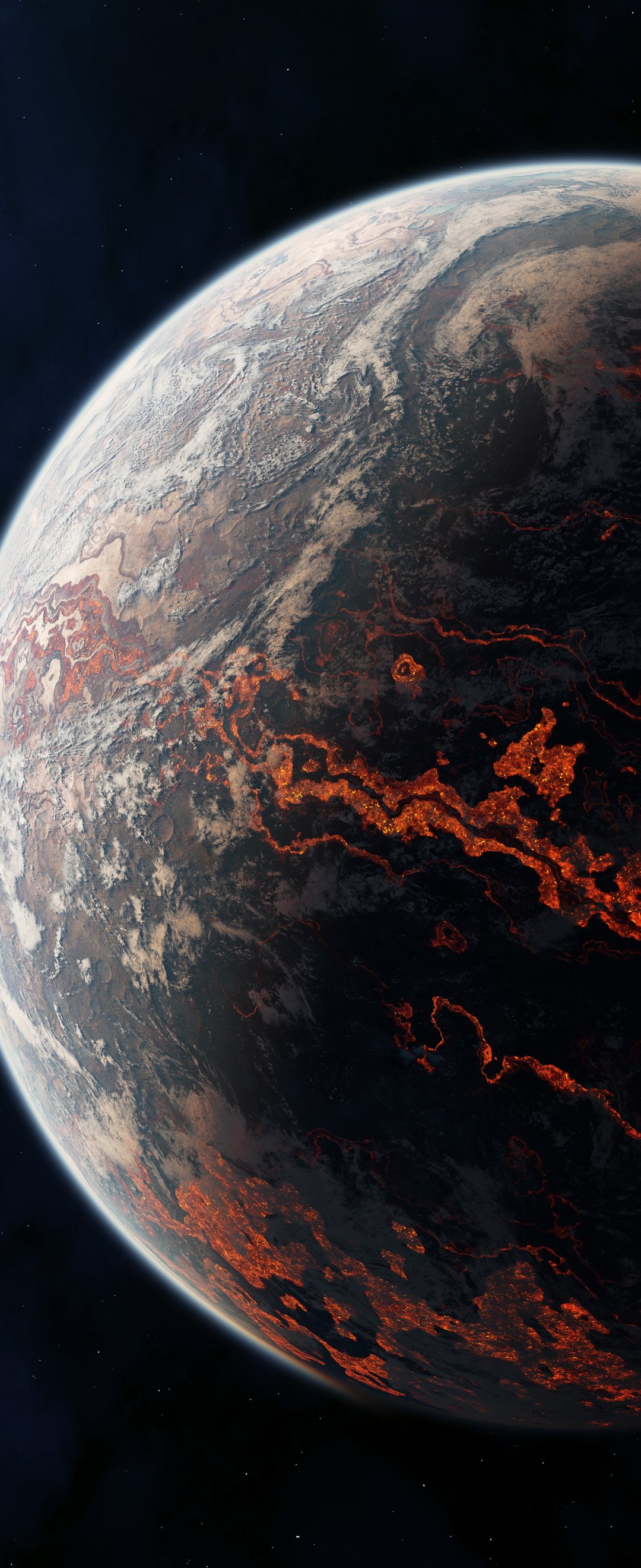Volcanic planet with lava flows - Wallpapers for Samsung Galaxy Z Flip6, Motorola Razr 2025 in 1080x2640 resolution