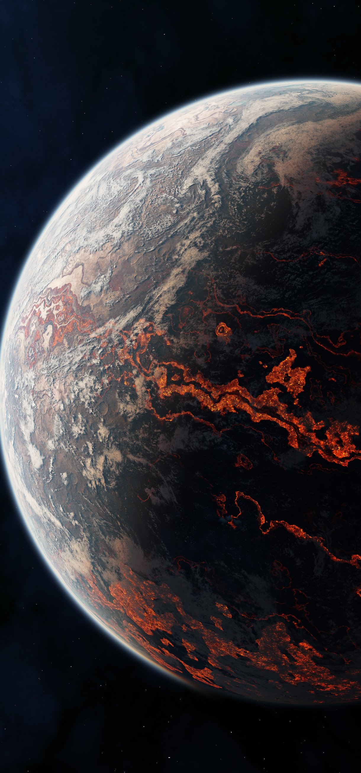 Volcanic planet with lava flows - Wallpapers for Xiaomi 17/17 Pro in 1220x2608 resolution