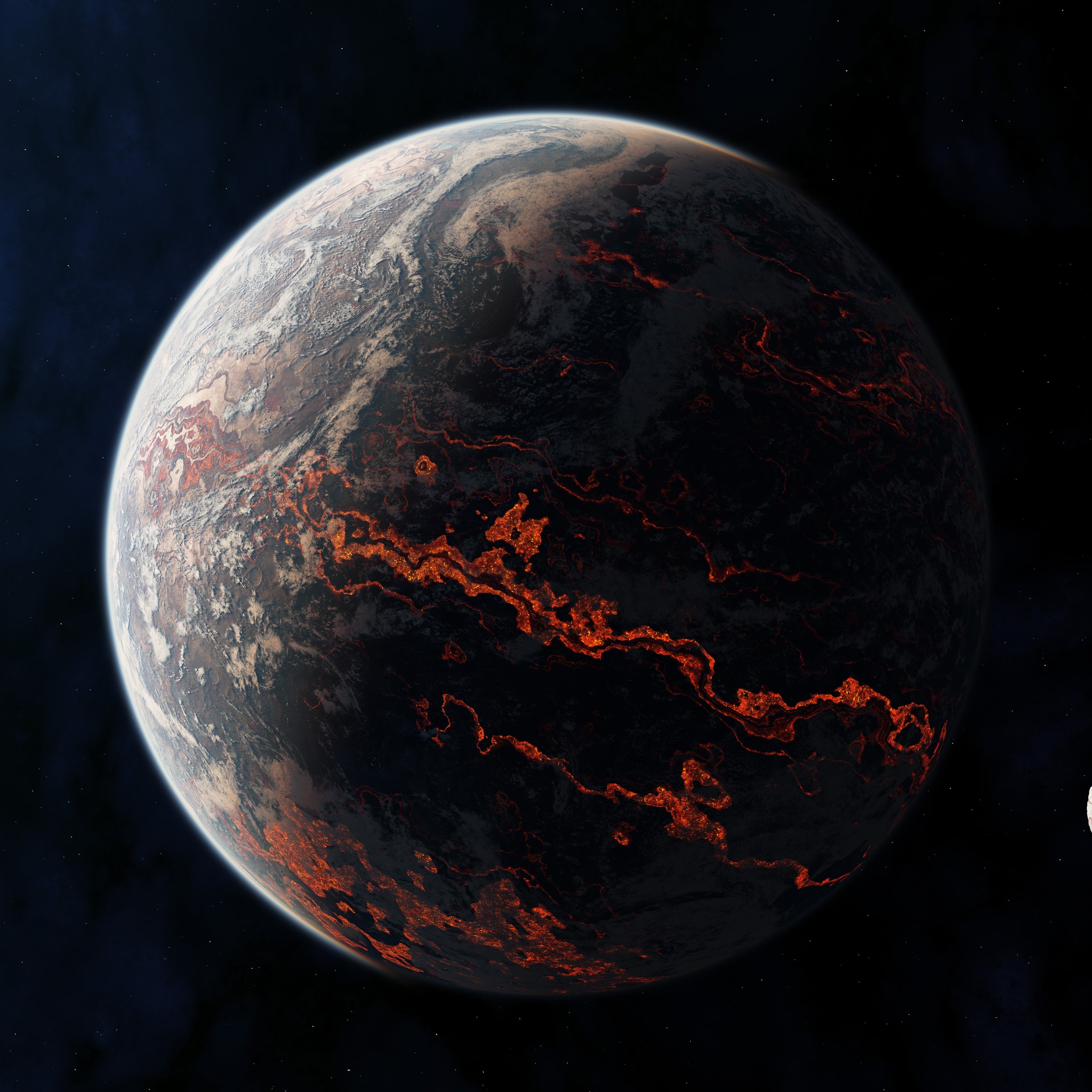 Volcanic planet with lava flows - Wallpapers for Samsung Galaxy Tab S9 FE+/Tab S11, Xiaomi Pad 5, Redmi Pad 2 Pro, POCO Pad in 2560x2560 resolution