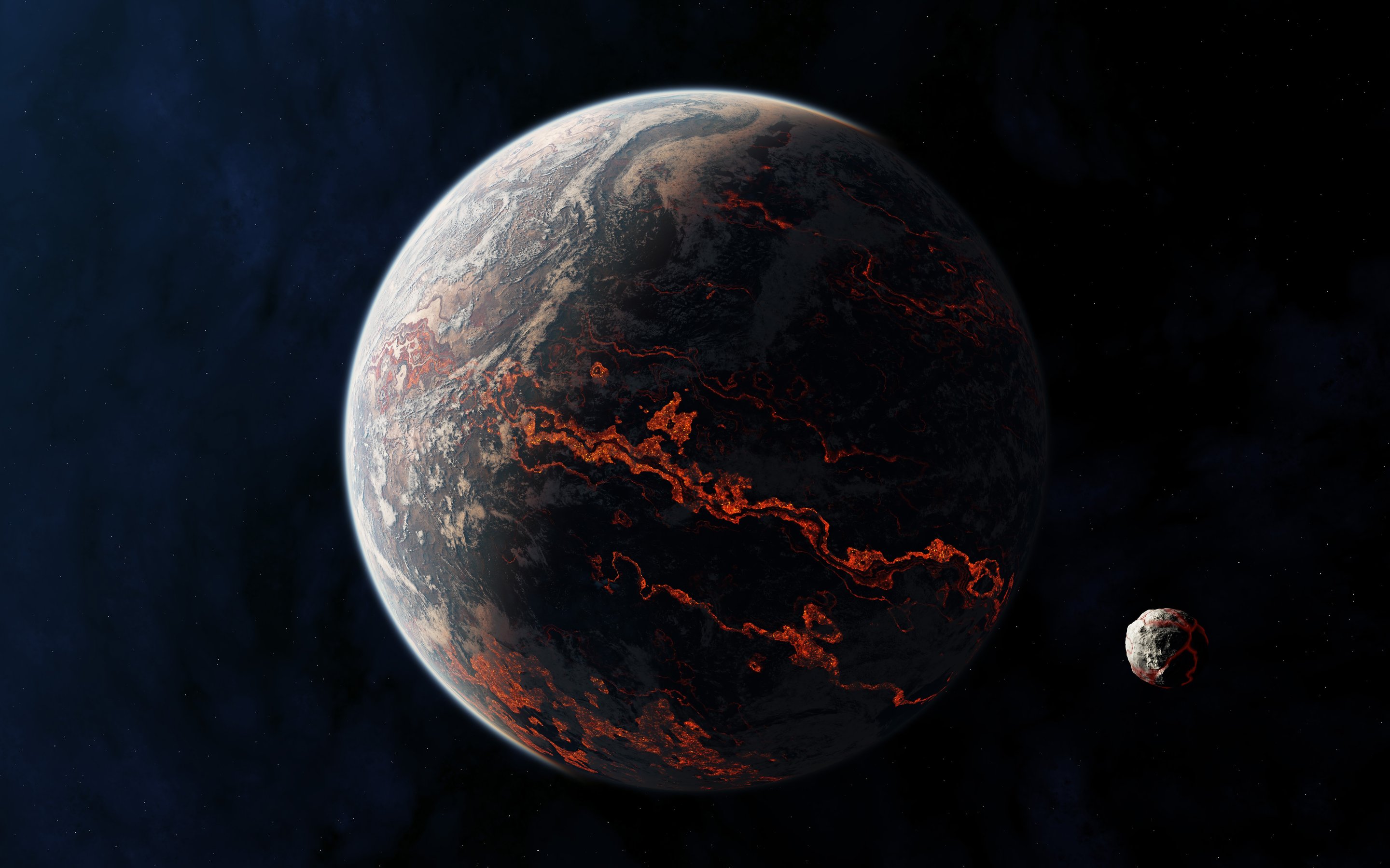 Volcanic planet with lava flows - Wallpapers for Apple MacBook 15″ in 2880x1800 resolution