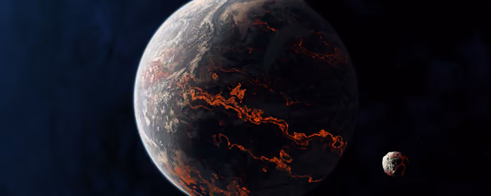 Dual Monitor Wallpapers (7680x2160): planet, orbit, lava, volcano