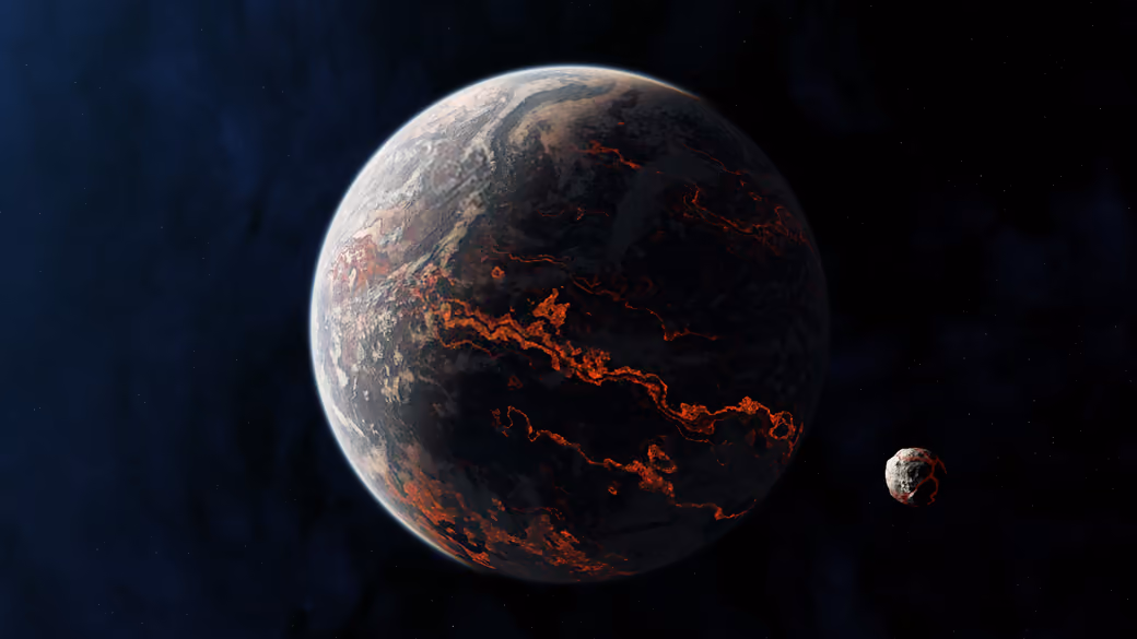 Volcanic planet with lava flows - Full HD wallpapers in 1920x1080 resolution