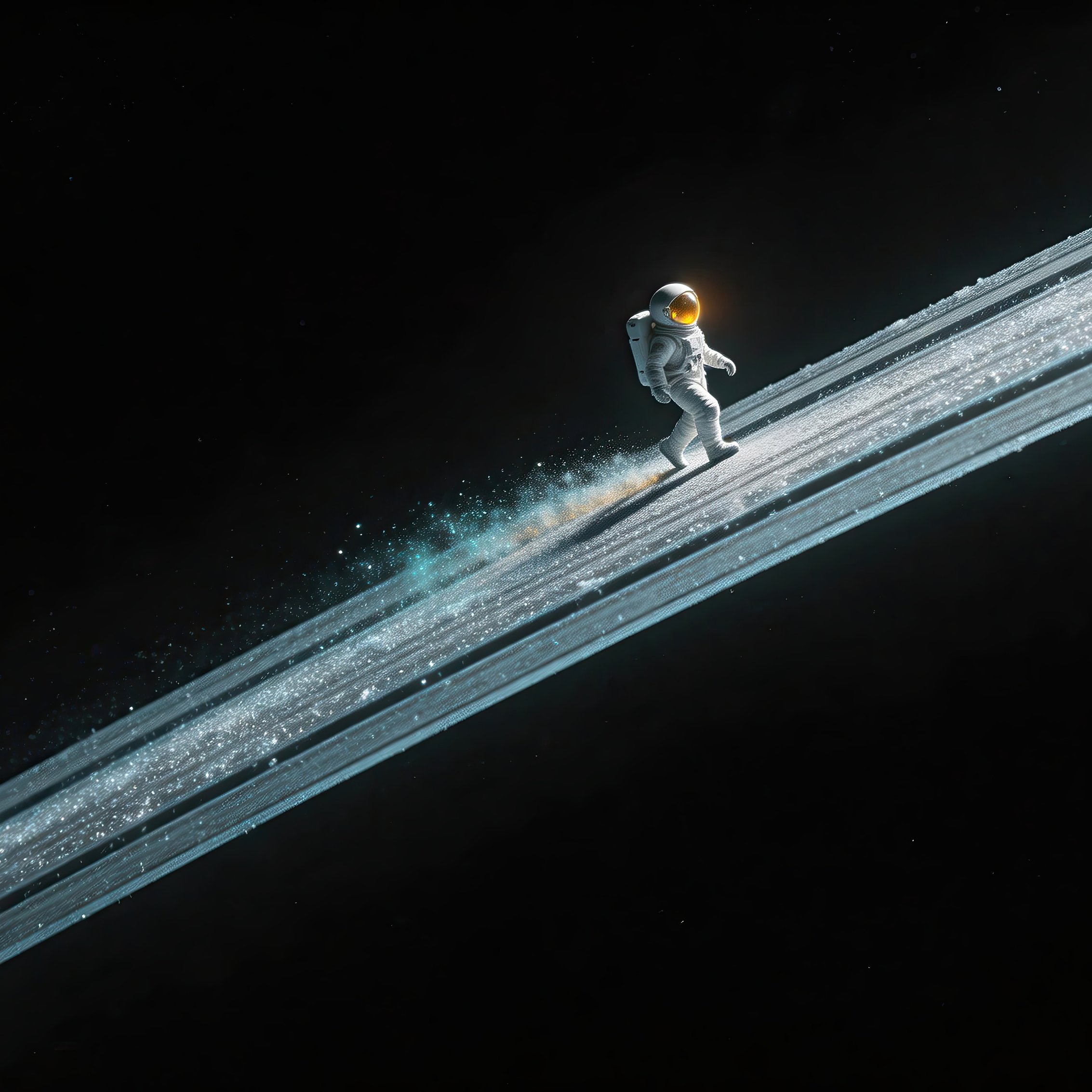 Astronaut on Glowing Dust Ring - Wallpapers for iPad mini 8.3″ in 2266x2266 resolution