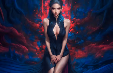 Illustrations wallpapers: woman, brunette, makeup, red eyes