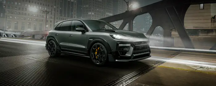 UltraWide 32:9 обои урбанизация (3840x1080): Porsche Cayenne, TechArt, карбон, обвес