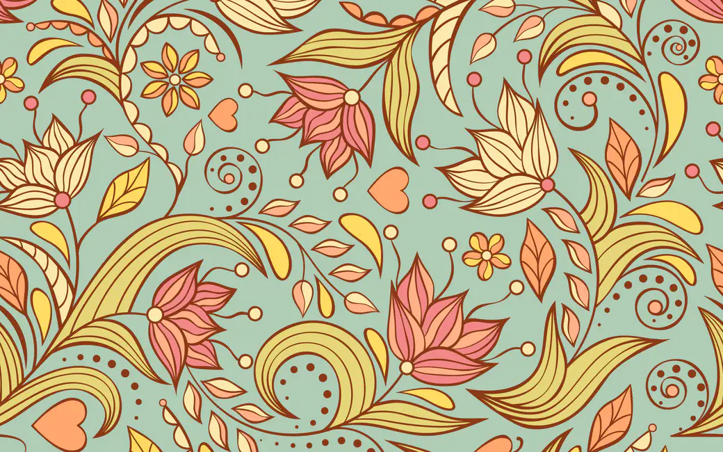 Floral Leaf Pattern Decor — desktop and phone wallpaper, free download