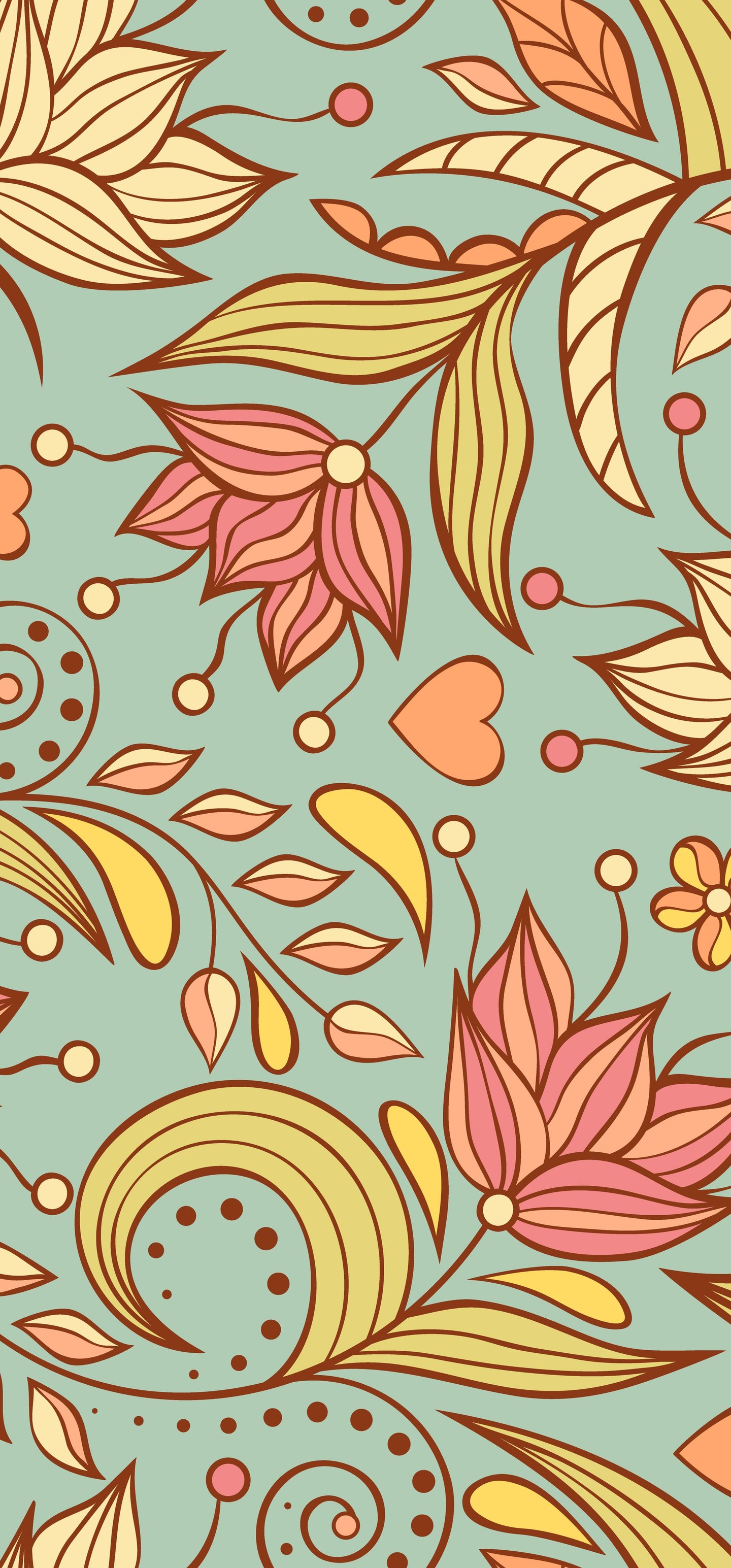 Floral Leaf Pattern Decor - Wallpapers for Samsung Galaxy S22 Ultra/S23 Ultra in 1440x3088 resolution