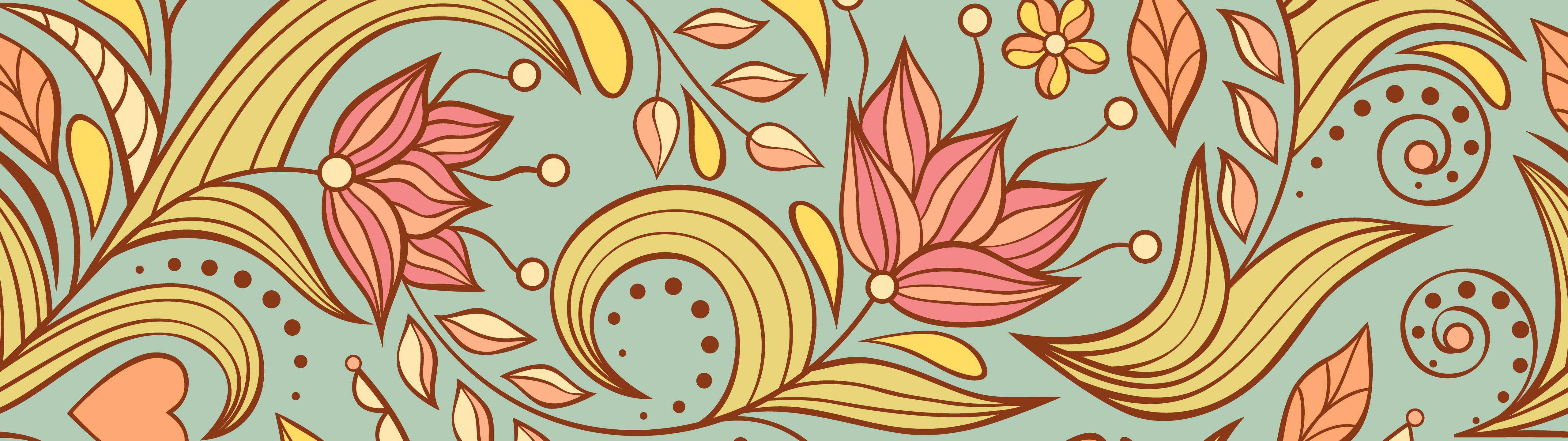 Floral Leaf Pattern Decor - UltraWide 32:9 wallpapers in 5120x1440 resolution