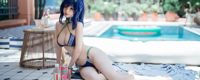 People wallpapers: cosplay, Rioko, woman, blue hair