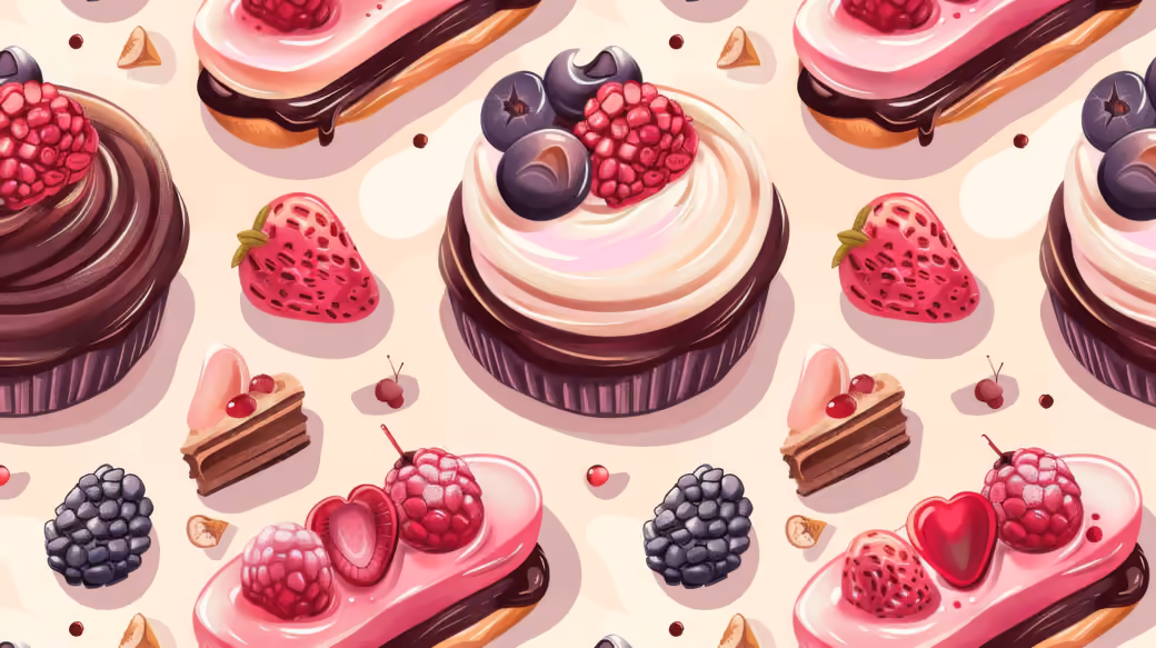 Berry and Chocolate Cupcakes — desktop and phone wallpaper, free download