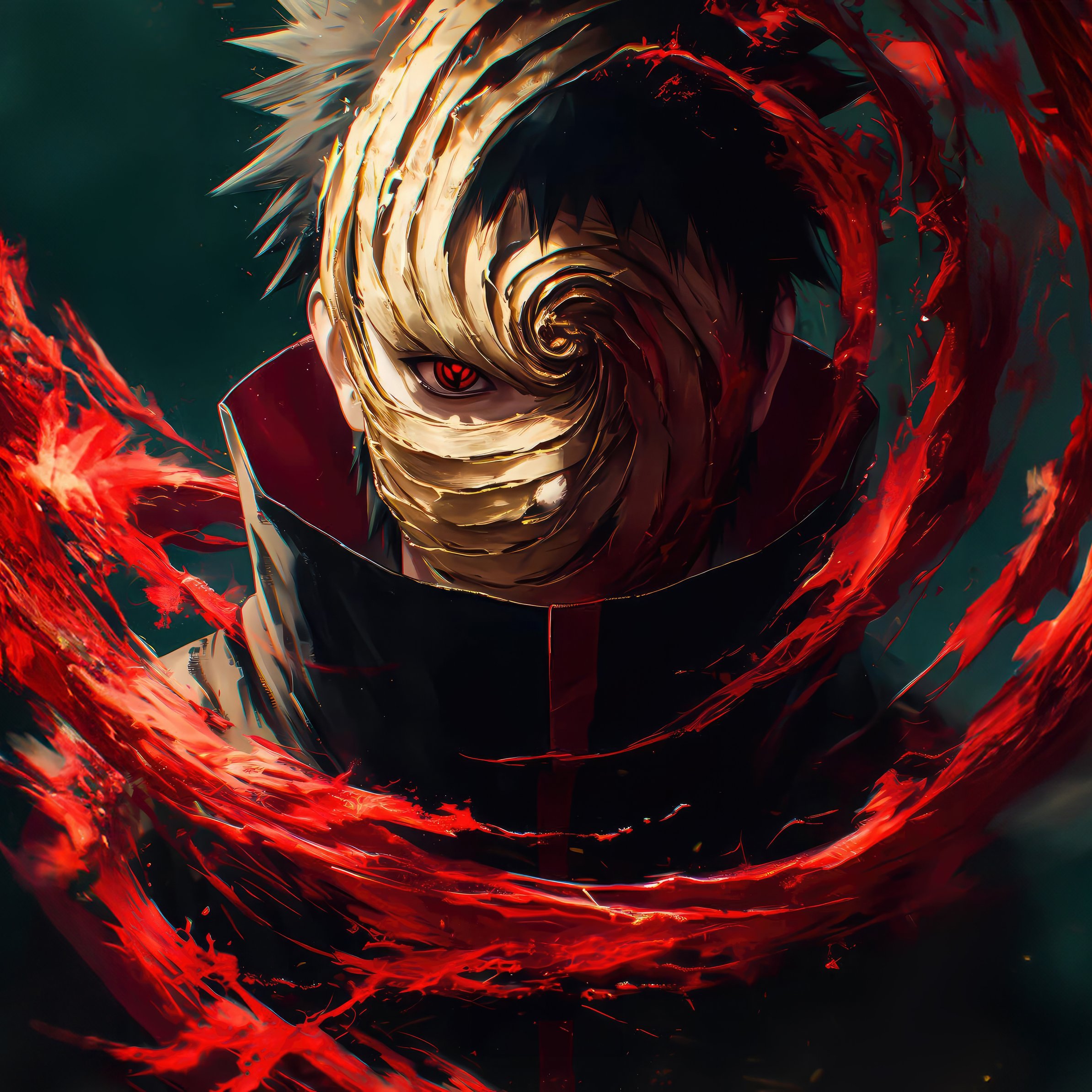 Obito Uchiha with red chakra swirl - Wallpapers for iPad Pro 11″ in 2388x2388 resolution