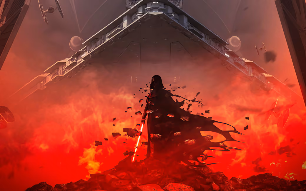 Darth Vader with Lightsaber — desktop and phone wallpaper, free download