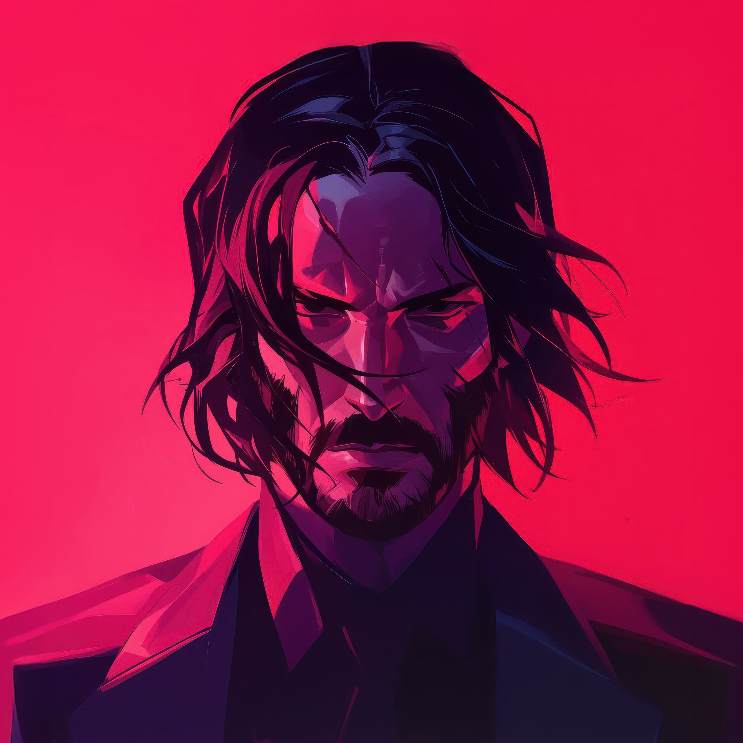 John Wick Minimalist Portrait - Wallpapers for Samsung Galaxy Tab S9 FE+/Tab S11, Xiaomi Pad 5, Redmi Pad 2 Pro, POCO Pad in 2560x2560 resolution