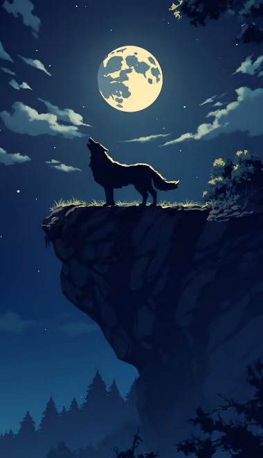 Обои хищник для iPhone 4/4S (640x960): волк, ночь, Луна, небо