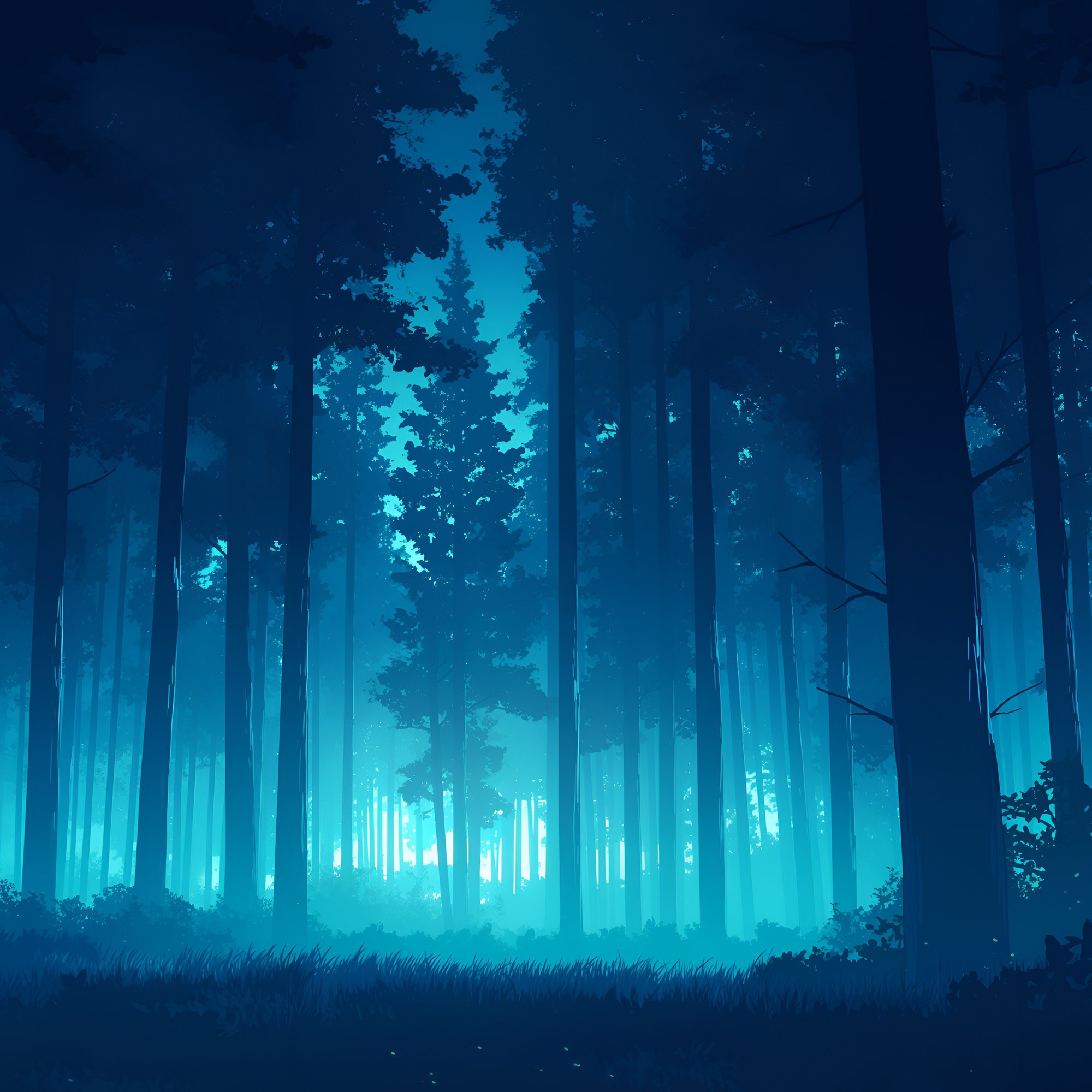 Night Forest Moonlight Scene - Wallpapers for Samsung/Xiaomi in 2000x2000 resolution