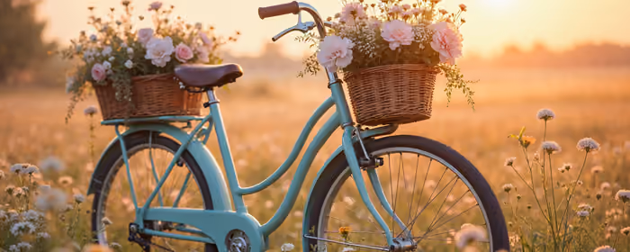 Nature wallpapers: summer, bicycle, field, evening