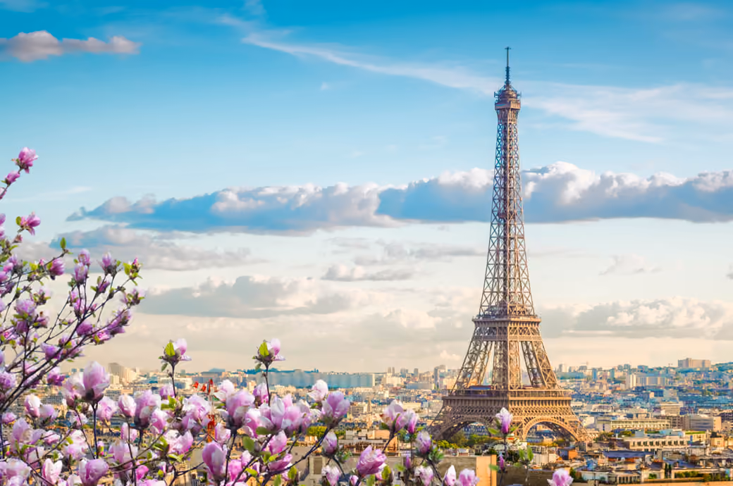 Eiffel Tower in Spring Sky - Wallpapers for Lenovo, Huawei in 1280x1280 resolution
