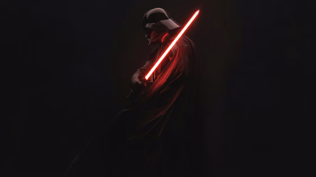 Darth Vader with Red Lightsaber — desktop and phone wallpaper, free download