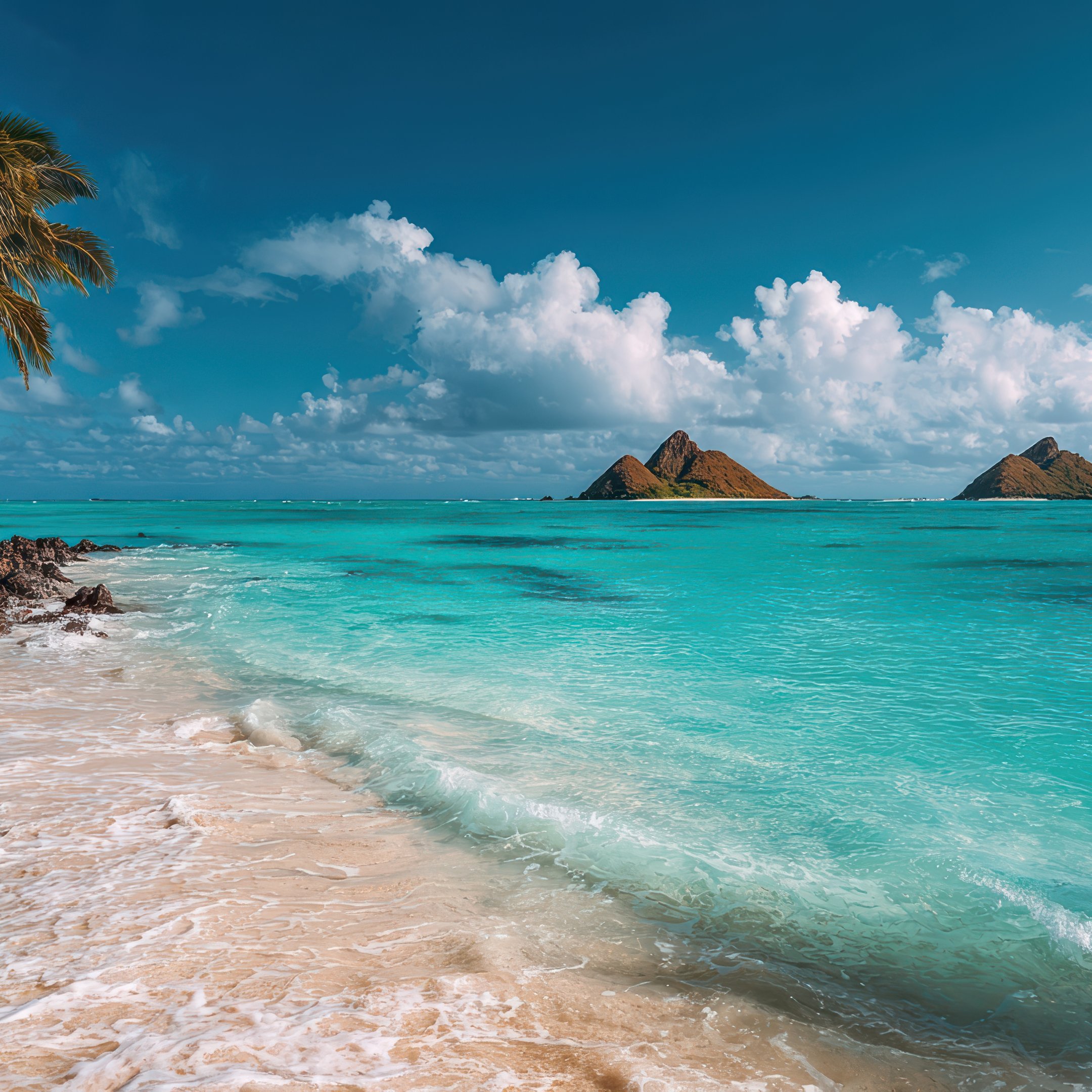Tropical Island Beach Scene - Wallpapers for iPad 10.2″ in 2160x2160 resolution
