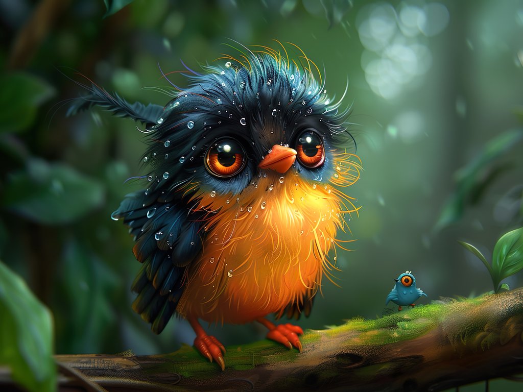 Fantastic bird in the forest - XVGA wallpapers in 1024x768 resolution