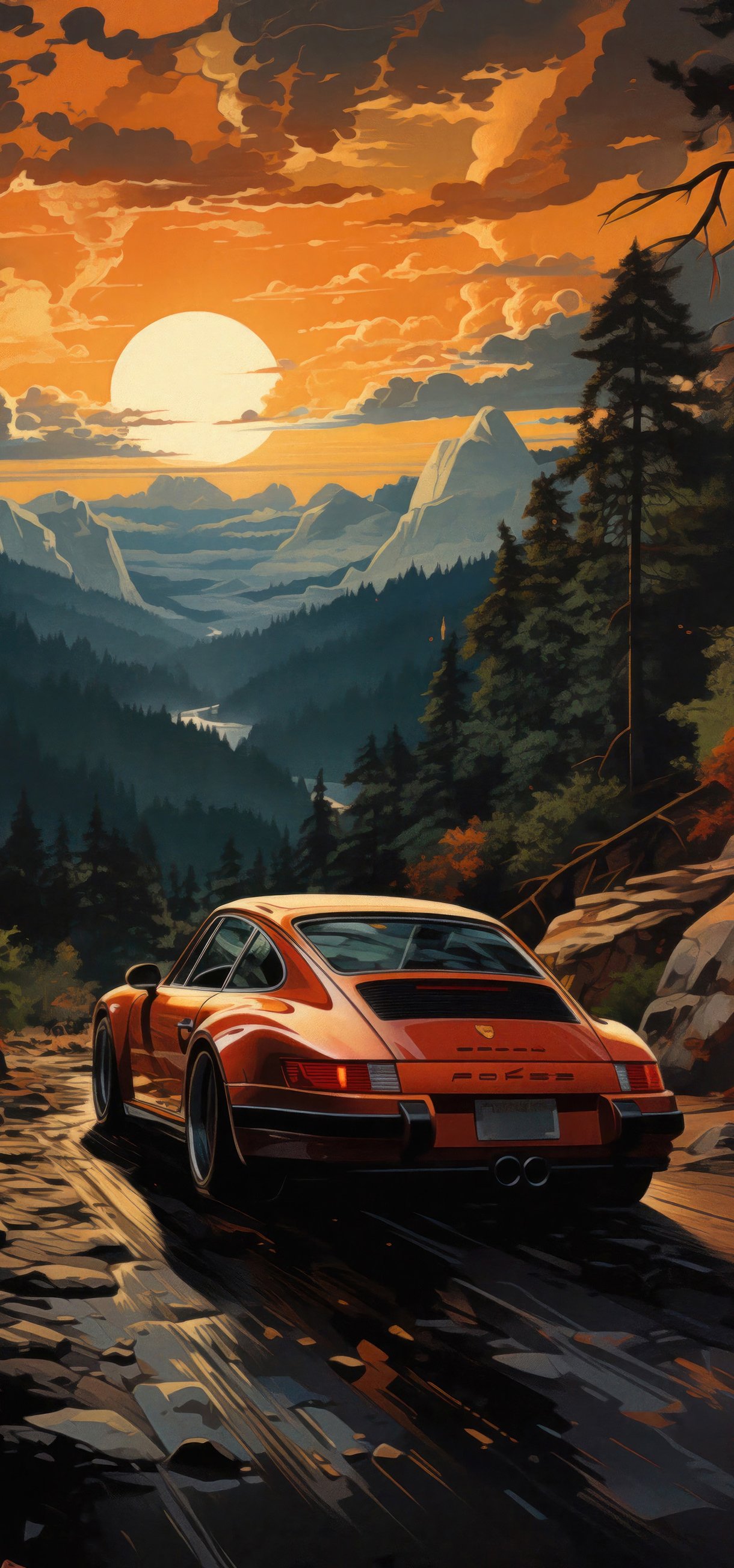 Classic Porsche 911 driving at sunset - Wallpapers for Xiaomi 17/17 Pro in 1220x2608 resolution