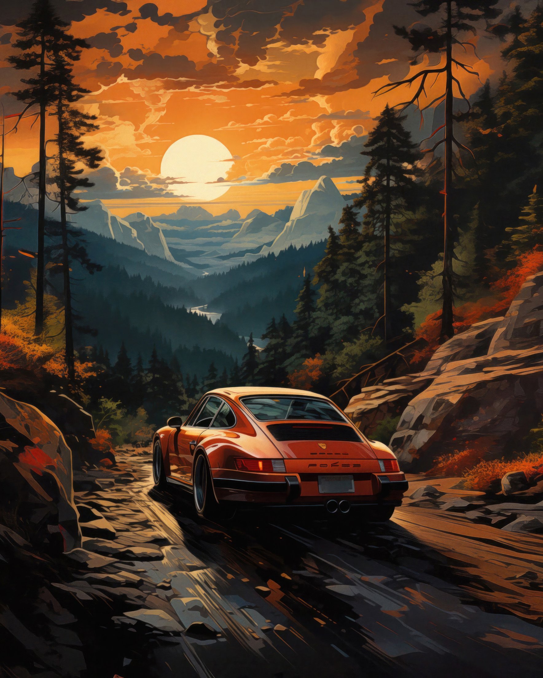 Classic Porsche 911 driving at sunset - Wallpapers for Samsung Galaxy Z Fold 2/3 in 1768x2208 resolution
